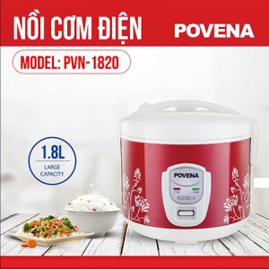 Nồi cơm điện Povena PVN-1820 tông màu đỏ nổi bật cho bữa cơm gia đình trở nên đơn giản